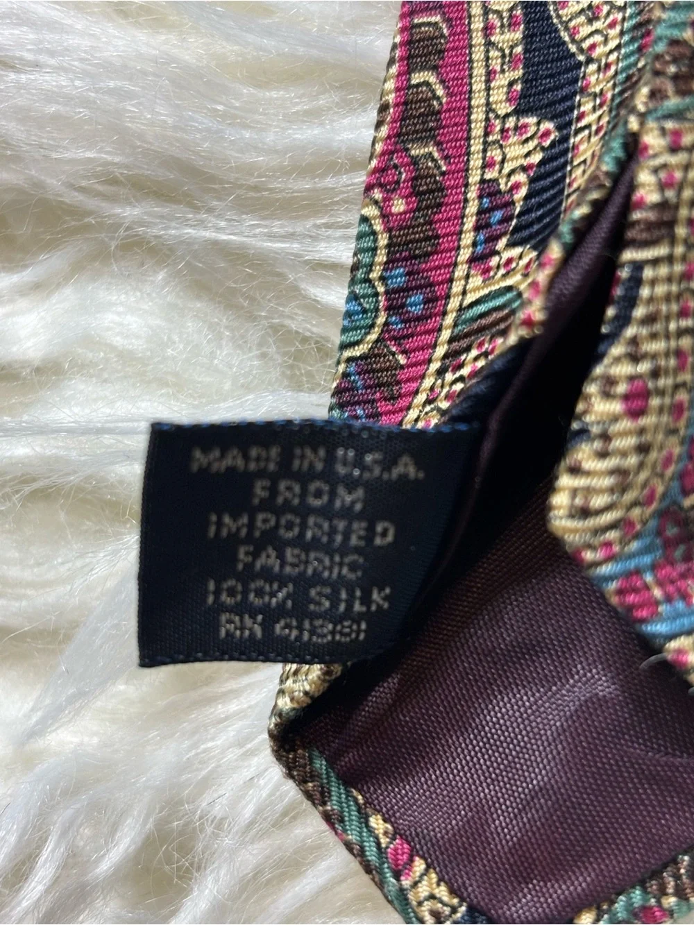 Vintage POLO by RALPH LAUREN Tie Black & Red Paisley Hand Made In USA 100% Silk